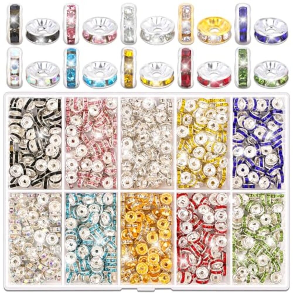 800 Pieces Rondelle Spacer Beads for Jewelry Making